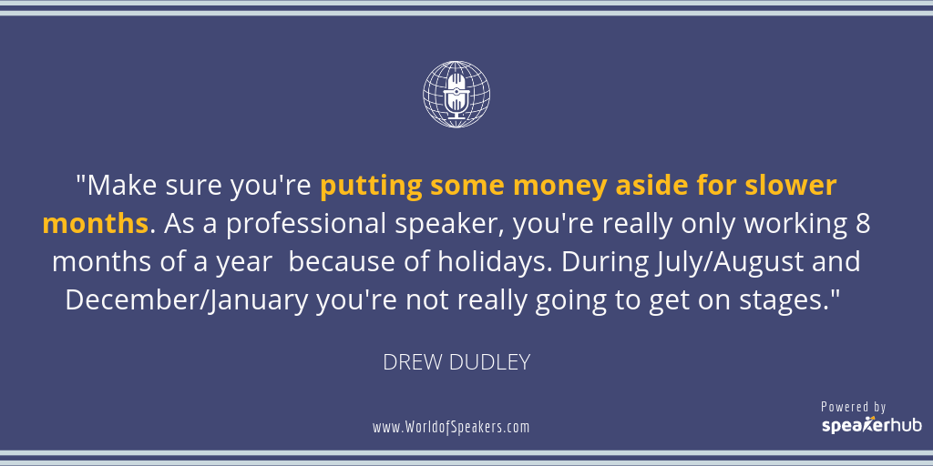 Ryan Foland with Drew Dudley - Quote on saving money - World of Speakers Podcast (Blue) Powered by SpeakerHub