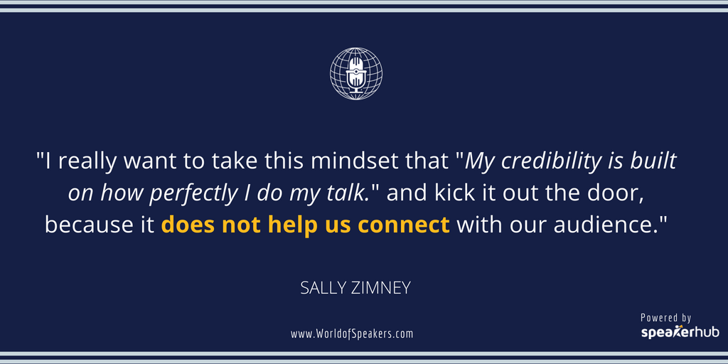 Ryan Foland with Sally Zimney - Quote on connecting with audience - World of Speakers Podcast (Navy)  Powered by SpeakerHub