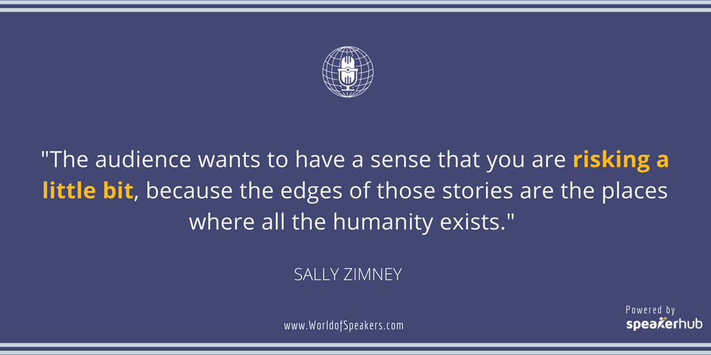 Ryan Foland with Sally Zimney - Quote on risking stories - World of Speakers Podcast (Blue)  Powered by SpeakerHub