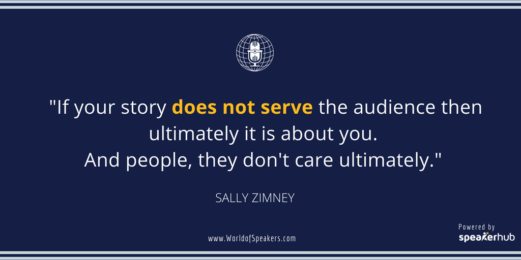 Ryan Foland with Sally Zimney - Quote on story - World of Speakers Podcast (Navy)  Powered by SpeakerHub