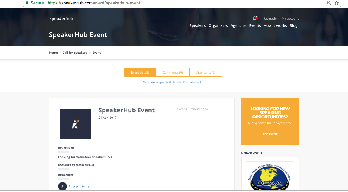 signed is as an organizer