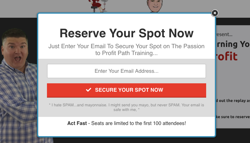 simple pop-up signup form